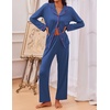 image:imageEkouaer Pajamas for Women Set Button Down Pj Long Sleeve Shirt and Pants Lounge Sets Fall Sleepwear with PocketsNavy