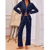 image:imageEkouaer Pajamas for Women Set Button Down Pj Long Sleeve Shirt and Pants Lounge Sets Fall Sleepwear with PocketsNavy Star
