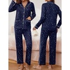 image:imageEkouaer Pajamas for Women Set Button Down Pj Long Sleeve Shirt and Pants Lounge Sets Fall Sleepwear with PocketsNavy Star