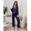 image:imageEkouaer Pajamas for Women Set Button Down Pj Long Sleeve Shirt and Pants Lounge Sets Fall Sleepwear with PocketsNavy Star