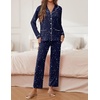 image:imageEkouaer Pajamas for Women Set Button Down Pj Long Sleeve Shirt and Pants Lounge Sets Fall Sleepwear with PocketsNavy Star