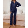 image:imageEkouaer Pajamas for Women Set Button Down Pj Long Sleeve Shirt and Pants Lounge Sets Fall Sleepwear with PocketsNavy Star