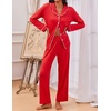 image:imageEkouaer Pajamas for Women Set Button Down Pj Long Sleeve Shirt and Pants Lounge Sets Fall Sleepwear with PocketsRed