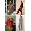 image:imageEkouaer Pajamas for Women Set Button Down Pj Long Sleeve Shirt and Pants Lounge Sets Fall Sleepwear with PocketsRed Plaid