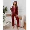 image:imageEkouaer Pajamas for Women Set Button Down Pj Long Sleeve Shirt and Pants Lounge Sets Fall Sleepwear with PocketsRed Plaid