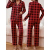 image:imageEkouaer Pajamas for Women Set Button Down Pj Long Sleeve Shirt and Pants Lounge Sets Fall Sleepwear with PocketsRed Plaid