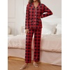 image:imageEkouaer Pajamas for Women Set Button Down Pj Long Sleeve Shirt and Pants Lounge Sets Fall Sleepwear with PocketsRed Plaid