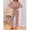 image:imageEkouaer Pajamas for Women Set Button Down Pj Long Sleeve Shirt and Pants Lounge Sets Fall Sleepwear with PocketsStriped Teddy