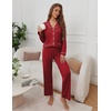 image:imageEkouaer Pajamas for Women Set Button Down Pj Long Sleeve Shirt and Pants Lounge Sets Fall Sleepwear with PocketsWine Red