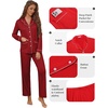 image:imageEkouaer Pajamas for Women Set Button Down Pj Long Sleeve Shirt and Pants Lounge Sets Fall Sleepwear with PocketsWine Red