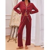 image:imageEkouaer Pajamas for Women Set Button Down Pj Long Sleeve Shirt and Pants Lounge Sets Fall Sleepwear with PocketsWine Red