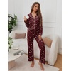 image:imageEkouaer Pajamas for Women Set Button Down Pj Long Sleeve Shirt and Pants Lounge Sets Fall Sleepwear with PocketsWine Red Cheetah