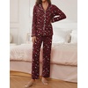 image:imageEkouaer Pajamas for Women Set Button Down Pj Long Sleeve Shirt and Pants Lounge Sets Fall Sleepwear with PocketsWine Red Cheetah