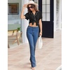 image:imageEkouaer Pajamas for Women Set Button Up Sleepwear Cute Pjs Ruffle Sleeve Notch Collar Loungewear with Long Pants SXXLBlack