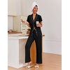 image:imageEkouaer Pajamas for Women Set Button Up Sleepwear Cute Pjs Ruffle Sleeve Notch Collar Loungewear with Long Pants SXXLBlack