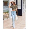 image:imageEkouaer Pajamas for Women Set Button Up Sleepwear Cute Pjs Ruffle Sleeve Notch Collar Loungewear with Long Pants SXXLBrown Leopard