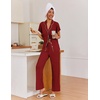 image:imageEkouaer Pajamas for Women Set Button Up Sleepwear Cute Pjs Ruffle Sleeve Notch Collar Loungewear with Long Pants SXXLBurgundy