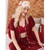 image:imageEkouaer Pajamas for Women Set Button Up Sleepwear Cute Pjs Ruffle Sleeve Notch Collar Loungewear with Long Pants SXXLBurgundy