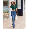 image:imageEkouaer Pajamas for Women Set Button Up Sleepwear Cute Pjs Ruffle Sleeve Notch Collar Loungewear with Long Pants SXXLEmerald Green