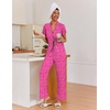 image:imageEkouaer Pajamas for Women Set Button Up Sleepwear Cute Pjs Ruffle Sleeve Notch Collar Loungewear with Long Pants SXXLHot Pink Cheetah