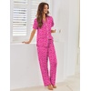 image:imageEkouaer Pajamas for Women Set Button Up Sleepwear Cute Pjs Ruffle Sleeve Notch Collar Loungewear with Long Pants SXXLHot Pink Cheetah