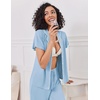 image:imageEkouaer Pajamas for Women Set Button Up Sleepwear Cute Pjs Ruffle Sleeve Notch Collar Loungewear with Long Pants SXXLLight Blue