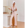 image:imageEkouaer Pajamas for Women Set Button Up Sleepwear Cute Pjs Ruffle Sleeve Notch Collar Loungewear with Long Pants SXXLLight Pink