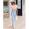 image:imageEkouaer Pajamas for Women Set Button Up Sleepwear Cute Pjs Ruffle Sleeve Notch Collar Loungewear with Long Pants SXXLLight Pink
