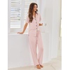 image:imageEkouaer Pajamas for Women Set Button Up Sleepwear Cute Pjs Ruffle Sleeve Notch Collar Loungewear with Long Pants SXXLLight Pink