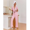image:imageEkouaer Pajamas for Women Set Button Up Sleepwear Cute Pjs Ruffle Sleeve Notch Collar Loungewear with Long Pants SXXLPink