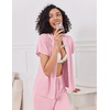 image:imageEkouaer Pajamas for Women Set Button Up Sleepwear Cute Pjs Ruffle Sleeve Notch Collar Loungewear with Long Pants SXXLPink