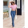 image:imageEkouaer Pajamas for Women Set Button Up Sleepwear Cute Pjs Ruffle Sleeve Notch Collar Loungewear with Long Pants SXXLPink Bow Tie