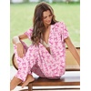 image:imageEkouaer Pajamas for Women Set Button Up Sleepwear Cute Pjs Ruffle Sleeve Notch Collar Loungewear with Long Pants SXXLPink Bow Tie