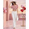 image:imageEkouaer Pajamas for Women Set Button Up Sleepwear Cute Pjs Ruffle Sleeve Notch Collar Loungewear with Long Pants SXXLPink Leopard Love