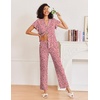 image:imageEkouaer Pajamas for Women Set Button Up Sleepwear Cute Pjs Ruffle Sleeve Notch Collar Loungewear with Long Pants SXXLPink Leopard Love