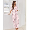 image:imageEkouaer Pajamas for Women Set Button Up Sleepwear Cute Pjs Ruffle Sleeve Notch Collar Loungewear with Long Pants SXXLPink Striped Bow Teddy