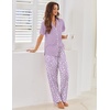 image:imageEkouaer Pajamas for Women Set Button Up Sleepwear Cute Pjs Ruffle Sleeve Notch Collar Loungewear with Long Pants SXXLPurple Flower
