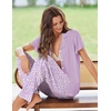 image:imageEkouaer Pajamas for Women Set Button Up Sleepwear Cute Pjs Ruffle Sleeve Notch Collar Loungewear with Long Pants SXXLPurple Flower
