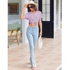 image:imageEkouaer Pajamas for Women Set Button Up Sleepwear Cute Pjs Ruffle Sleeve Notch Collar Loungewear with Long Pants SXXLPurple Flower