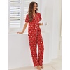 image:imageEkouaer Pajamas for Women Set Button Up Sleepwear Cute Pjs Ruffle Sleeve Notch Collar Loungewear with Long Pants SXXLRed Xmas Teddy