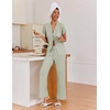 image:imageEkouaer Pajamas for Women Set Button Up Sleepwear Cute Pjs Ruffle Sleeve Notch Collar Loungewear with Long Pants SXXLSage Green