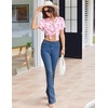 image:imageEkouaer Pajamas for Women Set Button Up Sleepwear Cute Pjs Ruffle Sleeve Notch Collar Loungewear with Long Pants SXXLStripe Bow Tie