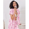 image:imageEkouaer Pajamas for Women Set Button Up Sleepwear Cute Pjs Ruffle Sleeve Notch Collar Loungewear with Long Pants SXXLStripe Bow Tie