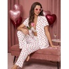 image:imageEkouaer Pajamas for Women Set Button Up Sleepwear Cute Pjs Ruffle Sleeve Notch Collar Loungewear with Long Pants SXXLWhite Love