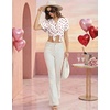 image:imageEkouaer Pajamas for Women Set Button Up Sleepwear Cute Pjs Ruffle Sleeve Notch Collar Loungewear with Long Pants SXXLWhite Love