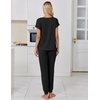 image:imageEkouaer Pajamas for Women Set Short Sleeve Lounge Set Jogger Pants Pjs Soft Sleepwear with Pockets SXXLBlack