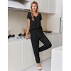 image:imageEkouaer Pajamas for Women Set Short Sleeve Lounge Set Jogger Pants Pjs Soft Sleepwear with Pockets SXXLBlack