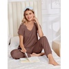 image:imageEkouaer Pajamas for Women Set Short Sleeve Lounge Set Jogger Pants Pjs Soft Sleepwear with Pockets SXXLBrown