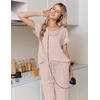 image:imageEkouaer Pajamas for Women Set Short Sleeve Lounge Set Jogger Pants Pjs Soft Sleepwear with Pockets SXXLChampagne