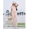 image:imageEkouaer Pajamas for Women Set Short Sleeve Lounge Set Jogger Pants Pjs Soft Sleepwear with Pockets SXXLChampagne